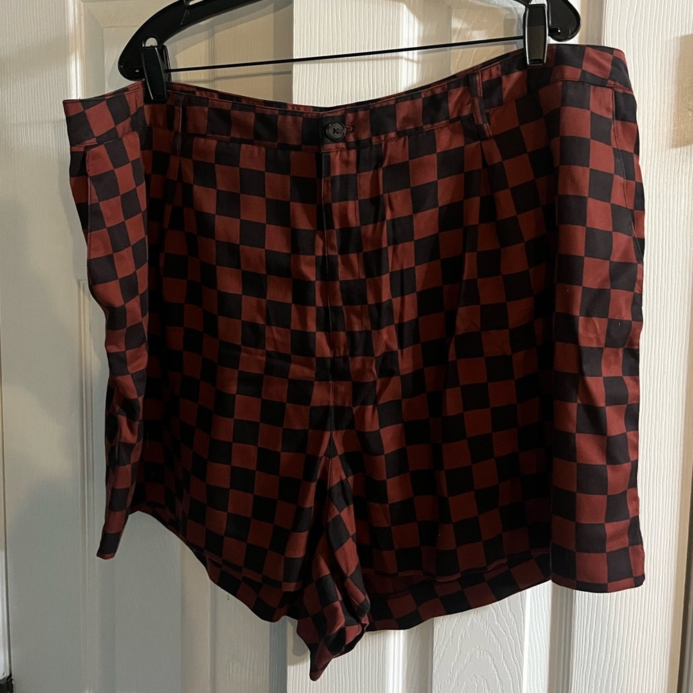 NWT Anthro Brown and Black Checkered Shorts